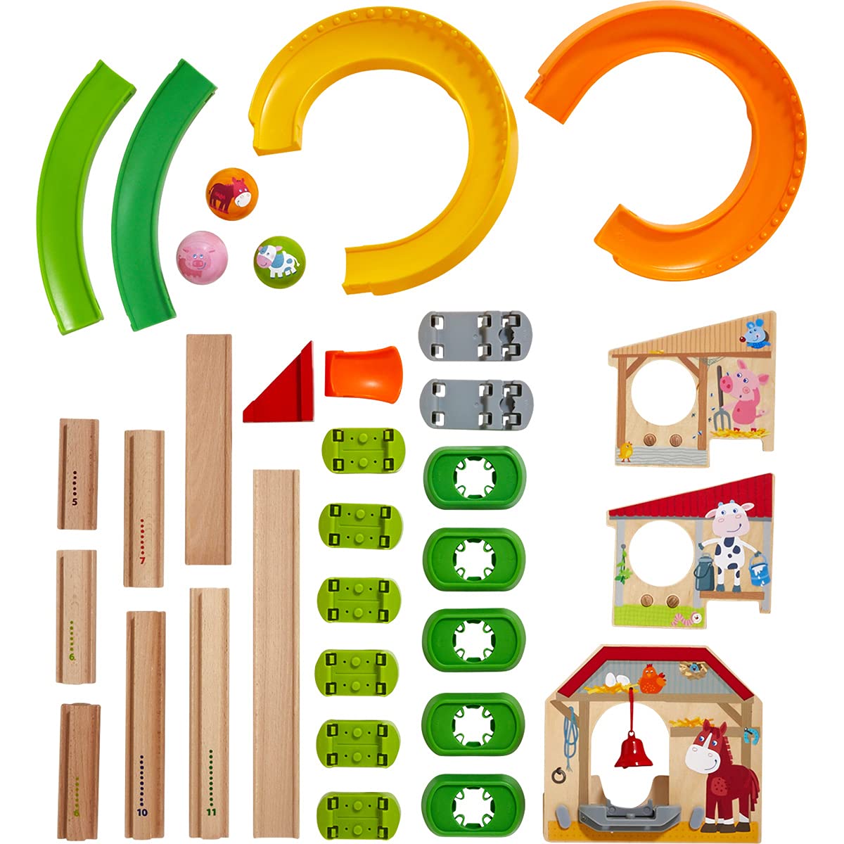 HABA Kullerbu Farm Babies 27 Piece Ball Track Play Set