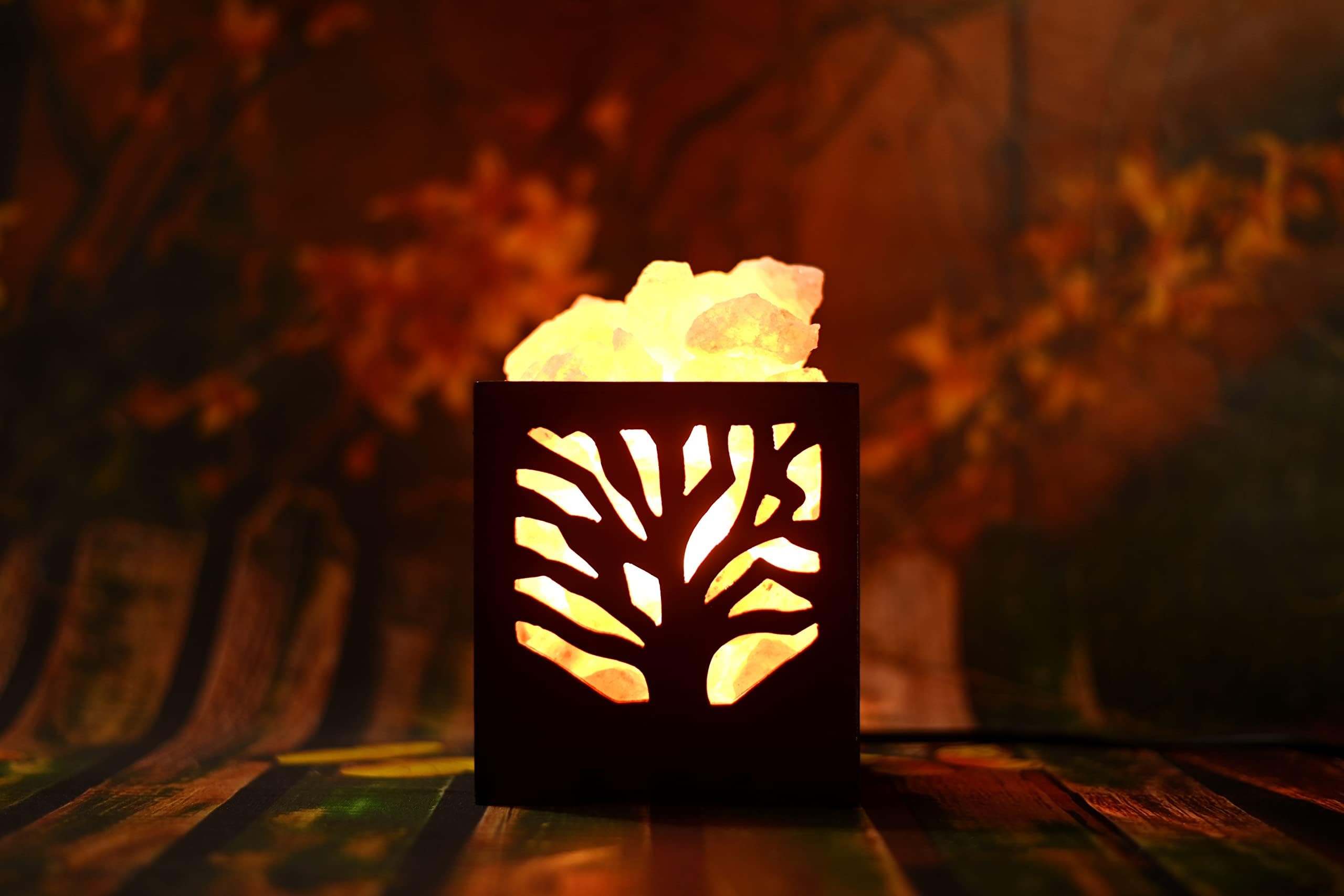 - Namah Himalayan Small Tree Lamp For Positive Energy With Extra Bulb Brown And Lemongrass Oil - Wood, Halogen