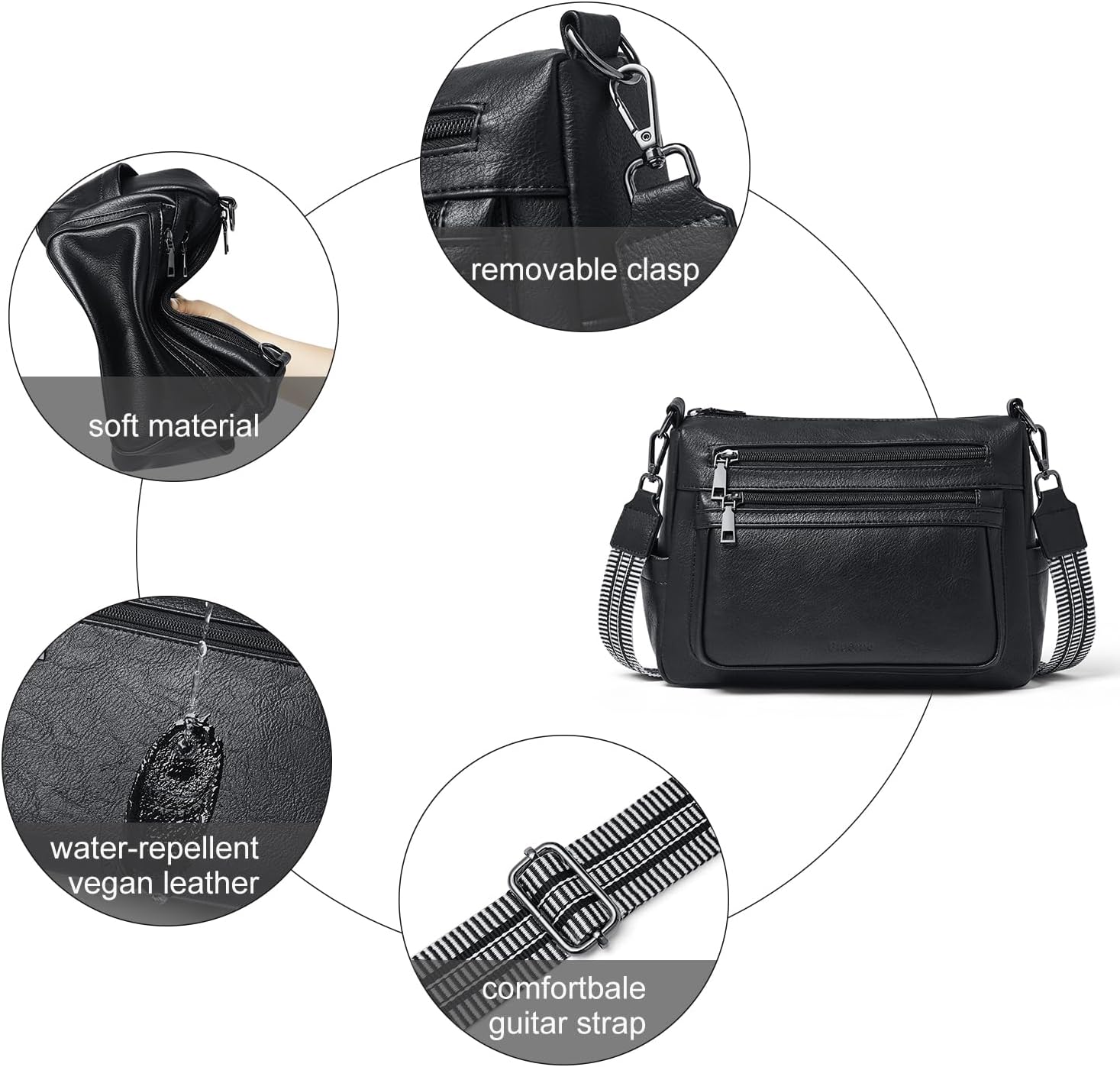 Bluome Crossbody Purses for Women, Medium Large Faux Leather Crossbody Bags Lightweight Sling Bag Shoulder Handbags