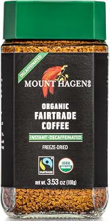Mount Hagen Organic Freeze-Dried Instant Decaf Coffee 3.53oz Jar - Fair Trade, USDA Organic Arabica, Rich Flavor No Caffeine