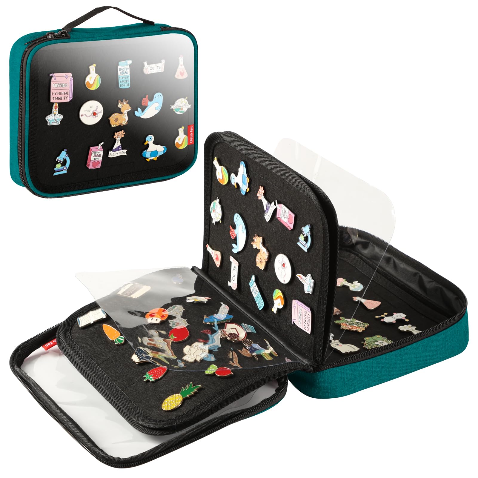 Oeun fan Enamel Pin Display Book, Small Collections or Travel Pin Trading Book, Pin Collector Display Bag,6-Page Pin Display Board,Pin Display Case (Turquoise Blue)