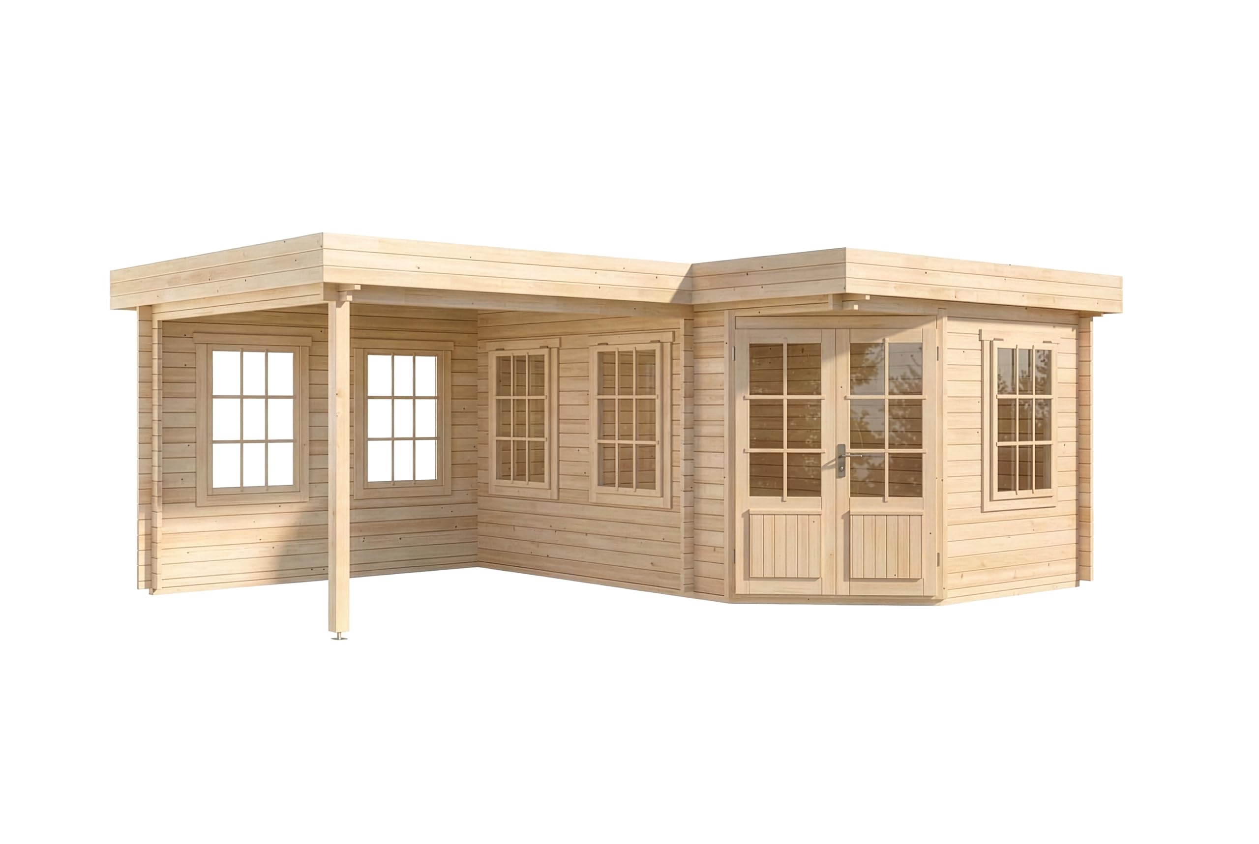 Alpholz 5-Eck Gartenhaus Pepe aus Holz 618x462cm mit 28 mm Wandstärke in Naturbelassen