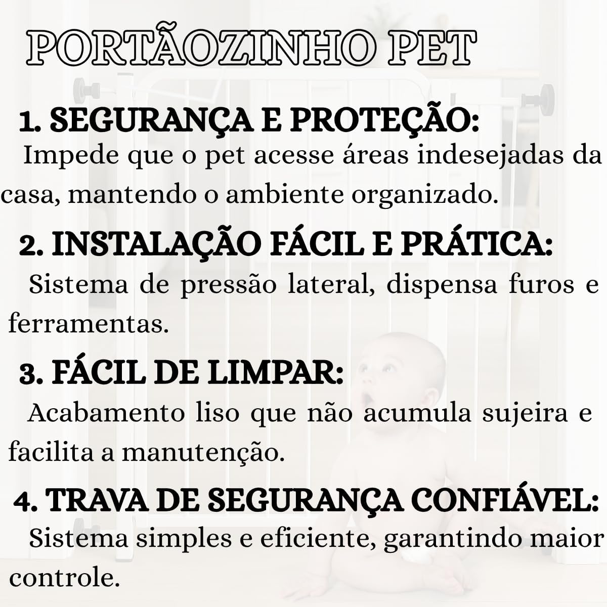 Portão Portãozinho de Segurança Pet 70x80cm + Extensor 10cm Proteção Bebes Crianças Cães Cachorros Protetor Porteira Vãos Corredor Porta Grade - Branco Portão Portãozinho de Segurança Pet 70x80cm + Extensor 10cm Proteção Bebes Crianças Cães Cachorros Protetor Porteira Vãos Corredor Porta Grade - Branco