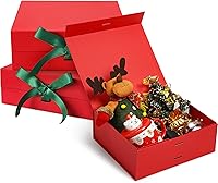 Vista 1 de SWANGSA Cajas de regalo de Navidad rojas con tapa para regalos de 10.2 x 8.8 x 3.8 pulgadas, caja de regalo grande con cinta y cierre magnético