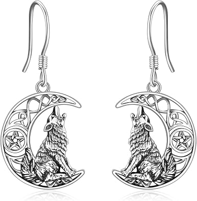 POPLYKE Moon Animals Earrings for Women Sterling Silver Celtic Knot Dangle Earrings Jewelry Gifts Christmas
