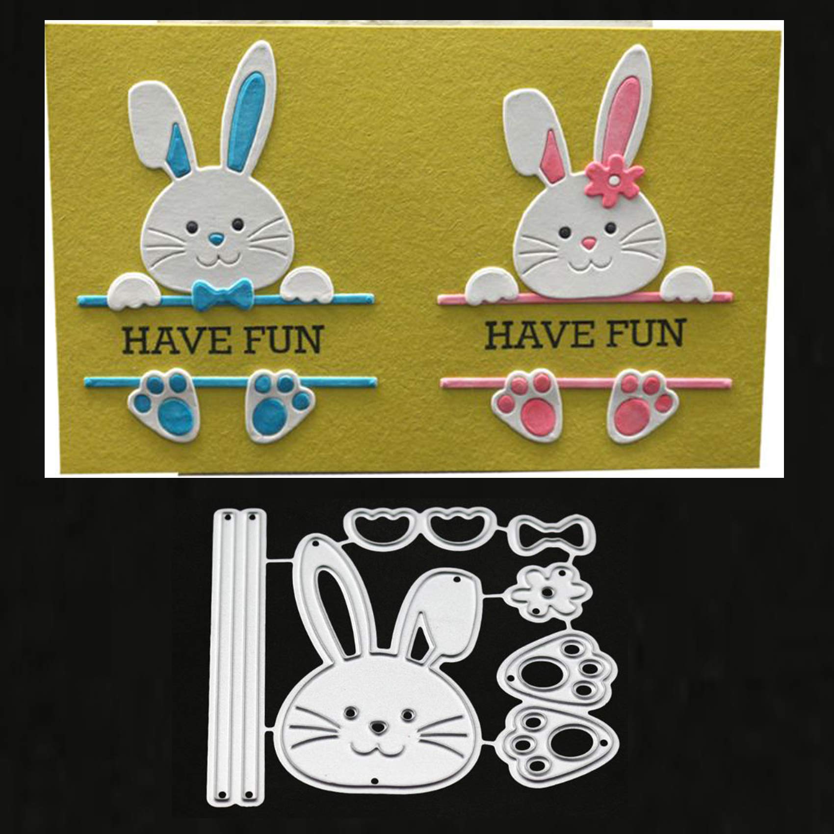 lilyshopingstore Bow Rabbit Metal Die Cuts, Easter Rabbit Bowtie Bow Cutting Dies Cut Stencils for DIY Scrapbooking Album Decorative Embossing Paper Dies Card Making