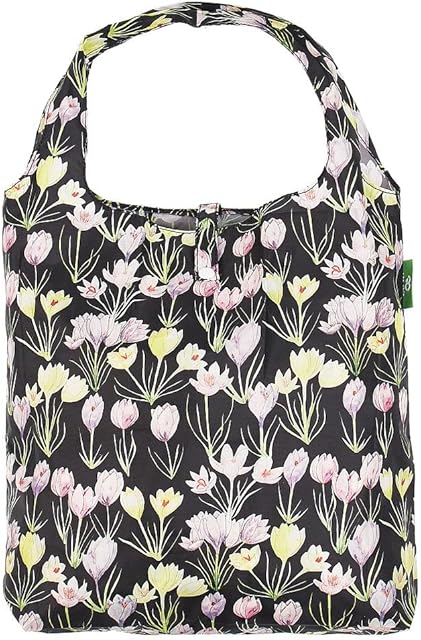 ECO CHIC Lightweight Foldable Reusable Shopping Bag | Water Resistant Shopping Tote Bag | Folds Into Attached Pouch for Storage | Made from Recycled Plastic Bottles