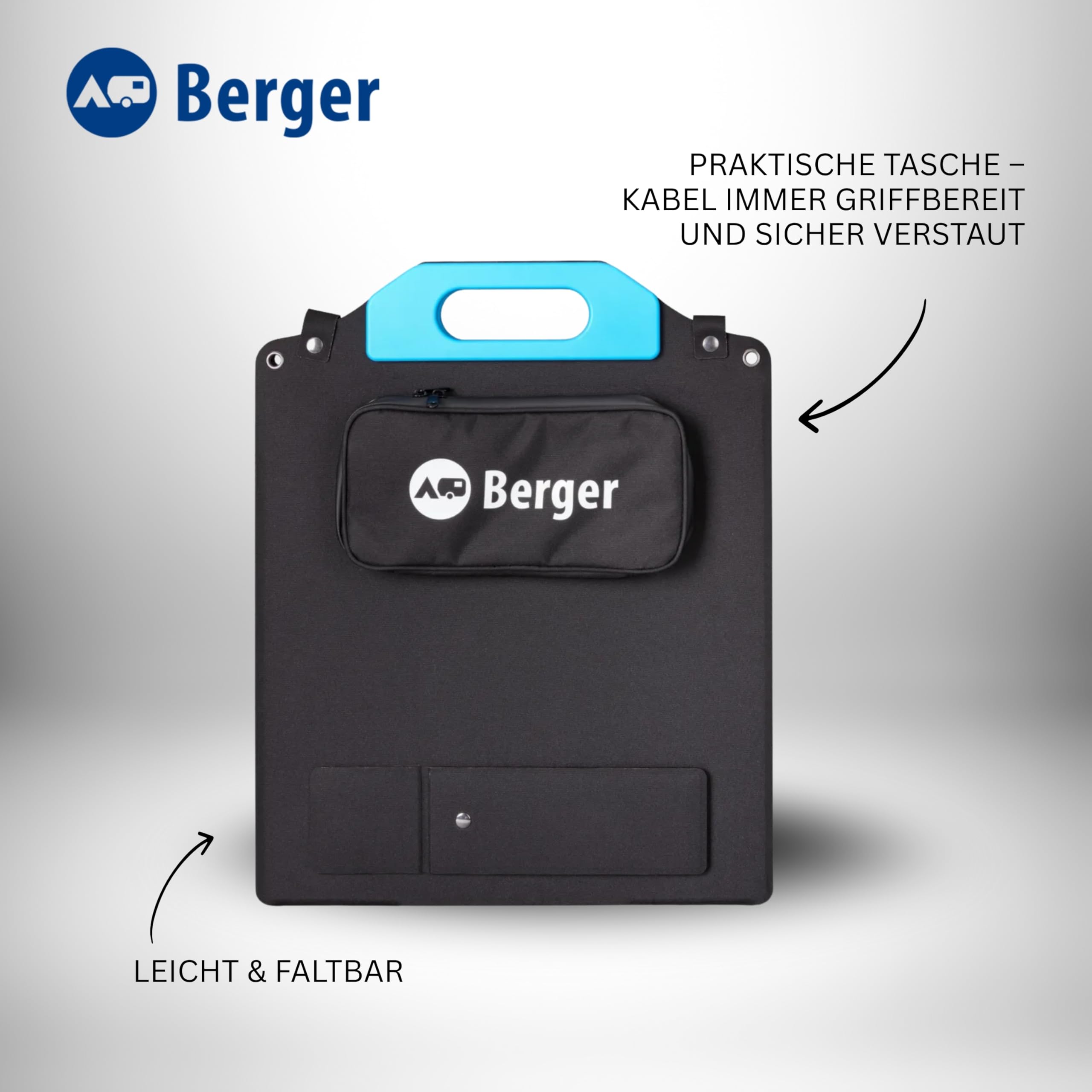 BERGER faltbares Solarpanel Monokristallines 60W bis 300W Solarmodul für Camping Outdoor Powerstation Batterie
