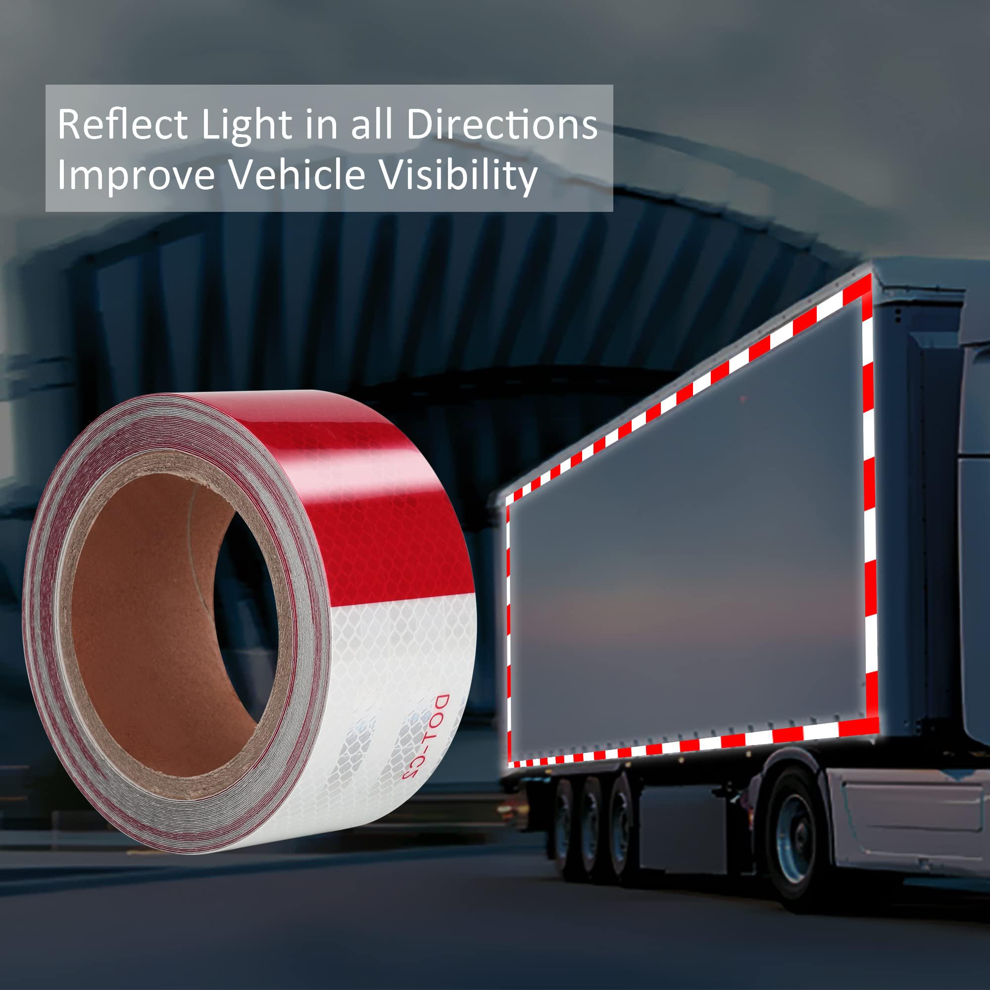 MACHSWON Flexible Waterproof Intense Reflector Tape for Trailer Truck Car 2” x 33 Ft DOT C2 High Visibility Safety Tape Reflective - Image 2