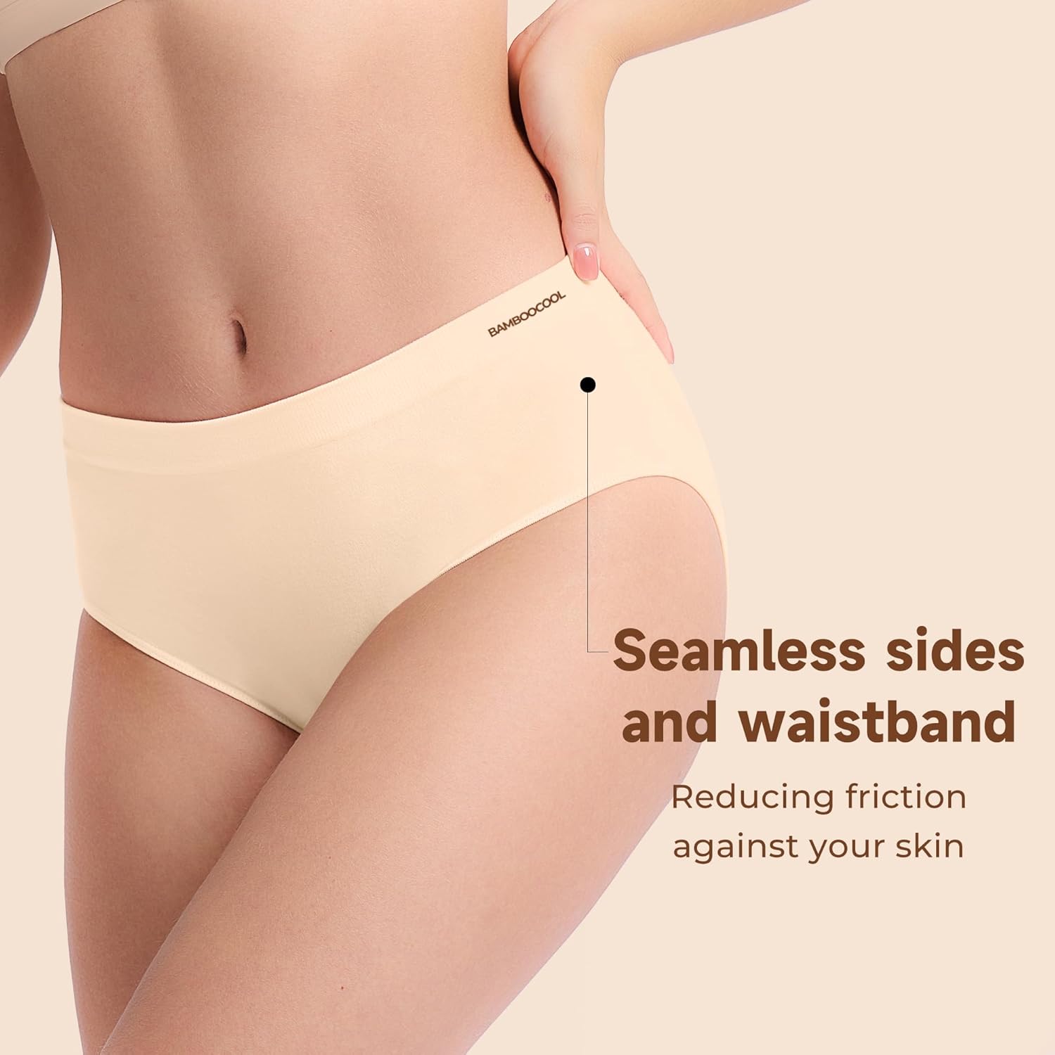 Women's Underwear Bamboo Bikini Panties Moisture-Wicking Hipter Seamless Stretchy Briefs Breathable Underwear 6-pack - Image 3