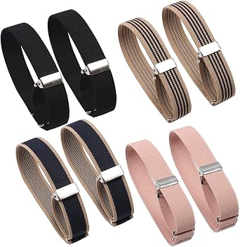 Wresty 4 Pairs Elastic Armbands Adjustable Sleeve Garters Shirt Sleeve Holder Anti-Slip Arm Shirt Garters Strap For Women Men
