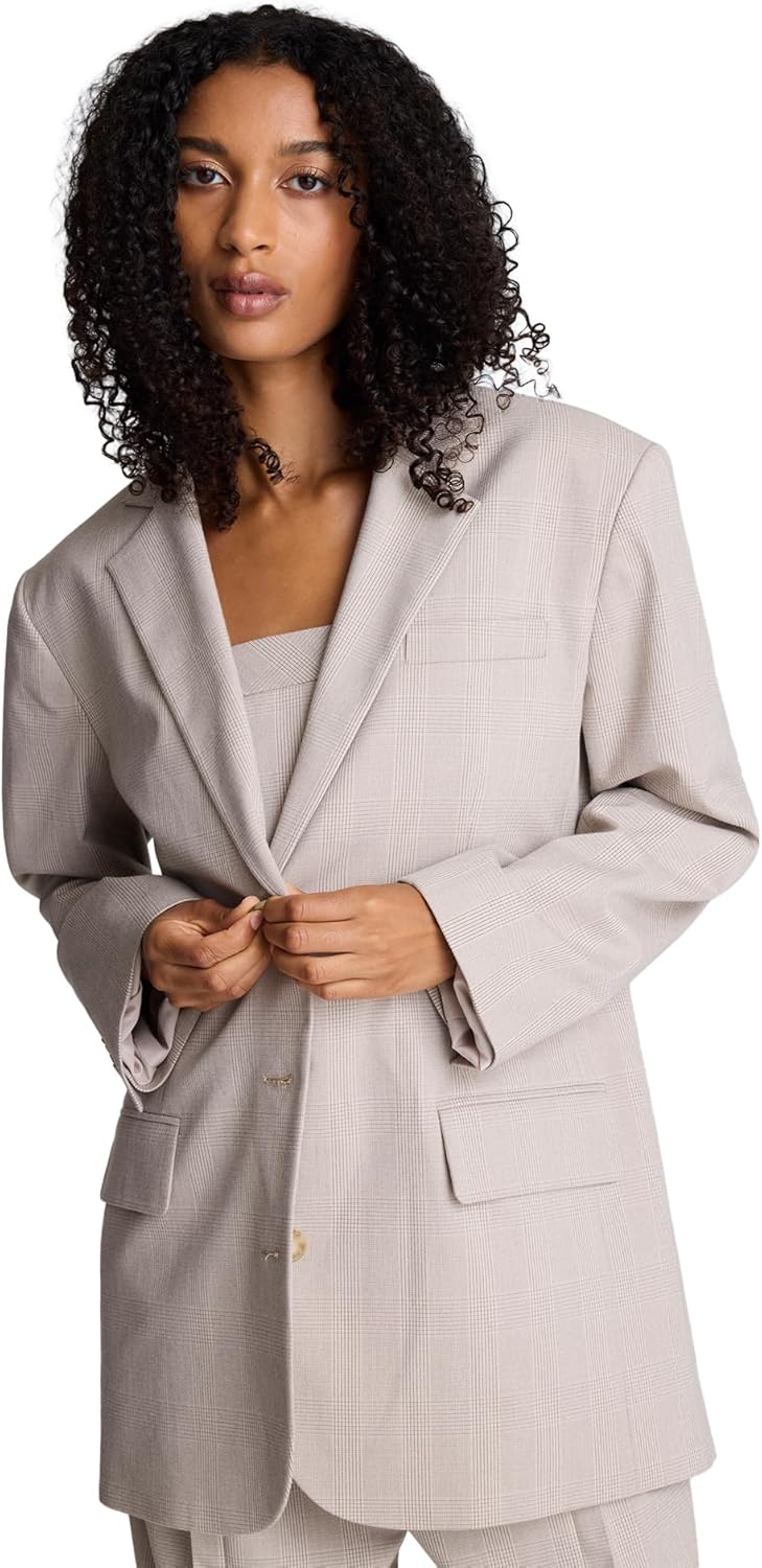 Kenneth Cole Women's Plaid Three Button Blazer