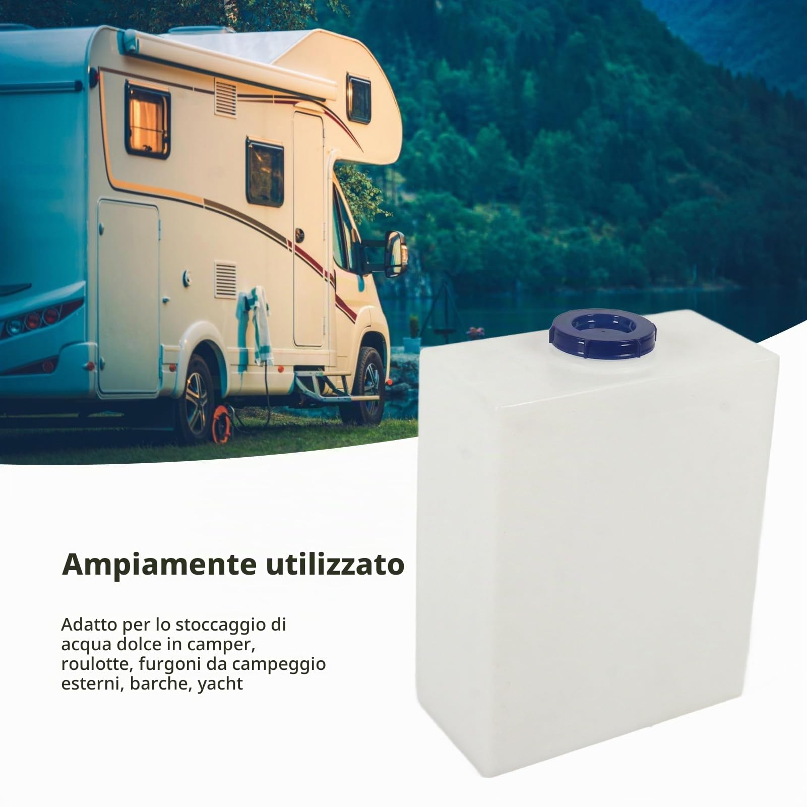Serbatoio Acqua per, Serbatoi Acqua Dolce per 19,7 X 15,7 X 7,9 Pollici Serbatoio Acqua Dolce per LLDPE 10 Galloni per Yacht con Rimorchio