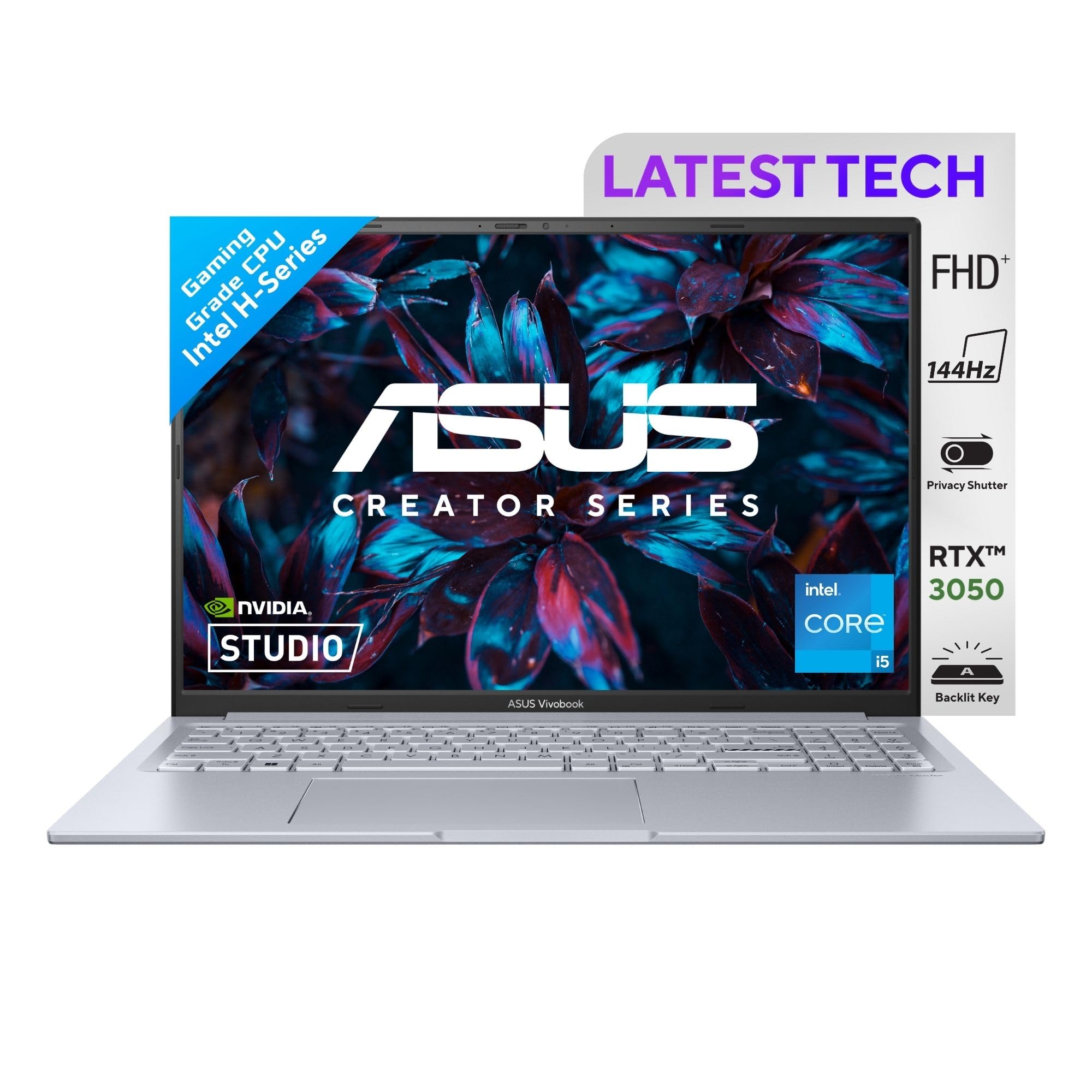 ASUS Vivobook 16X, 16" FHD+ (1920 x 1200), Intel Core i5-13420H Processor, (16GB RAM/512GB SSD/RTX 3050/Windows 11/Cool Silver/1.8 Kg), K3605VC-RP413W
