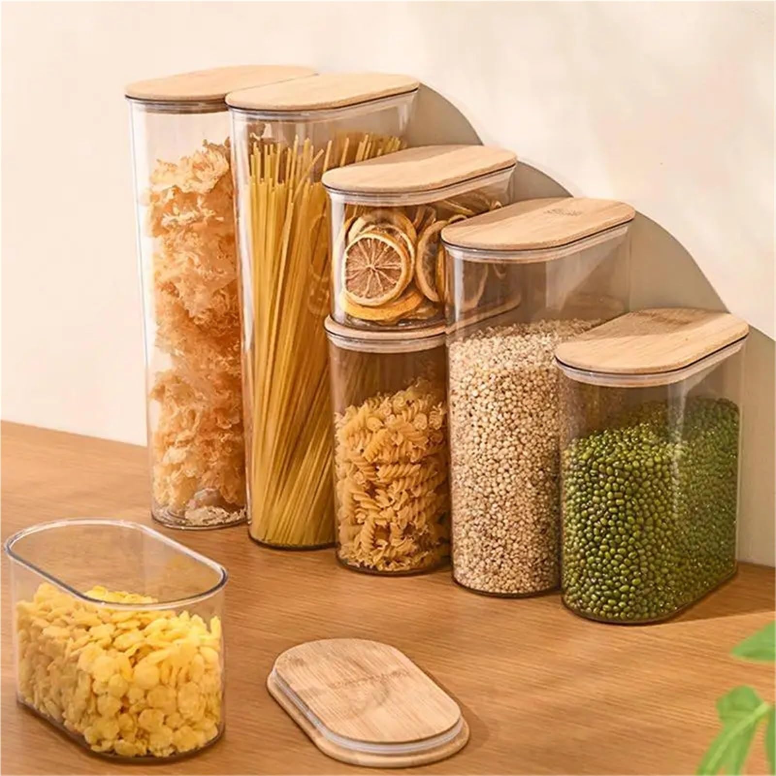 Frascos de almacenamiento cuadrados con tapa for granos café, contenedores frutas secas, organizadores cocina, 2 uds Para Alimentos(2000ML)