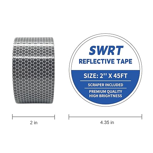 Miniatura 2 de Cinta reflectante blanca plateada de 2 pulgadas x 45 pies, cinta reflectante DOT-C2 de grado de alta intensidad para exteriores, impermeable,