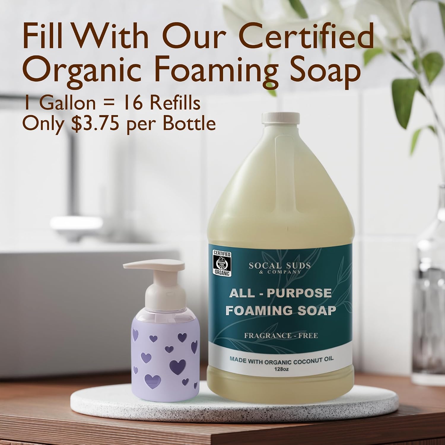 Foaming Hand Soap Dispenser Glass, Soft Purple, 8oz