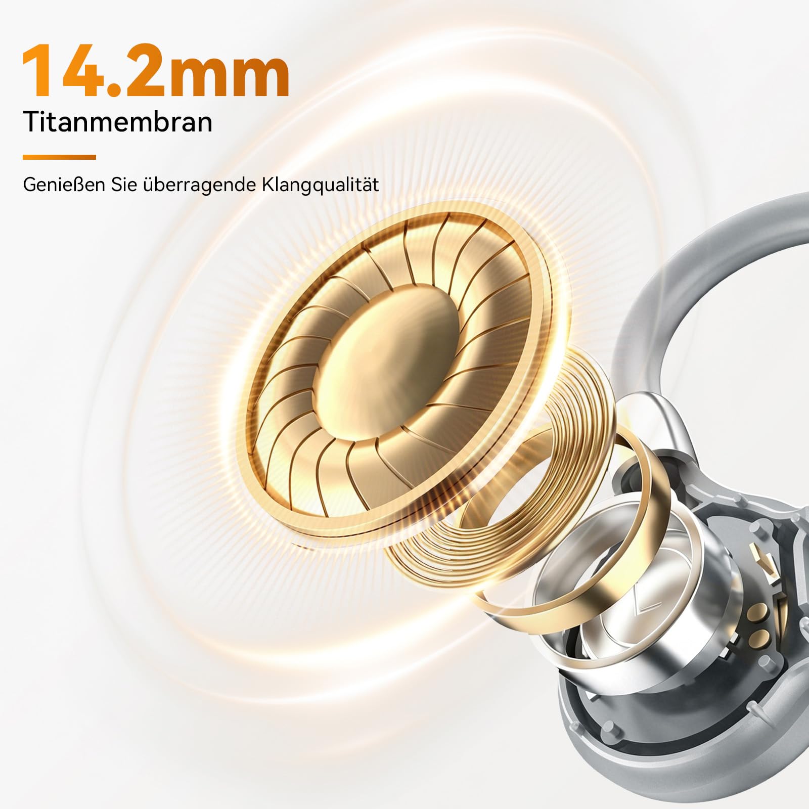 OHAYO Open Ear Kopfhörer Bluetooth, Kopfhörer Joggen, Bluetooth 6.0, Wasserdicht nach IPX7, 10h Laufzeit, Wiegt 19 g, Ideal für Sport – Laufen, Radfahren, Autofahren, Wandern und Bergsteigen