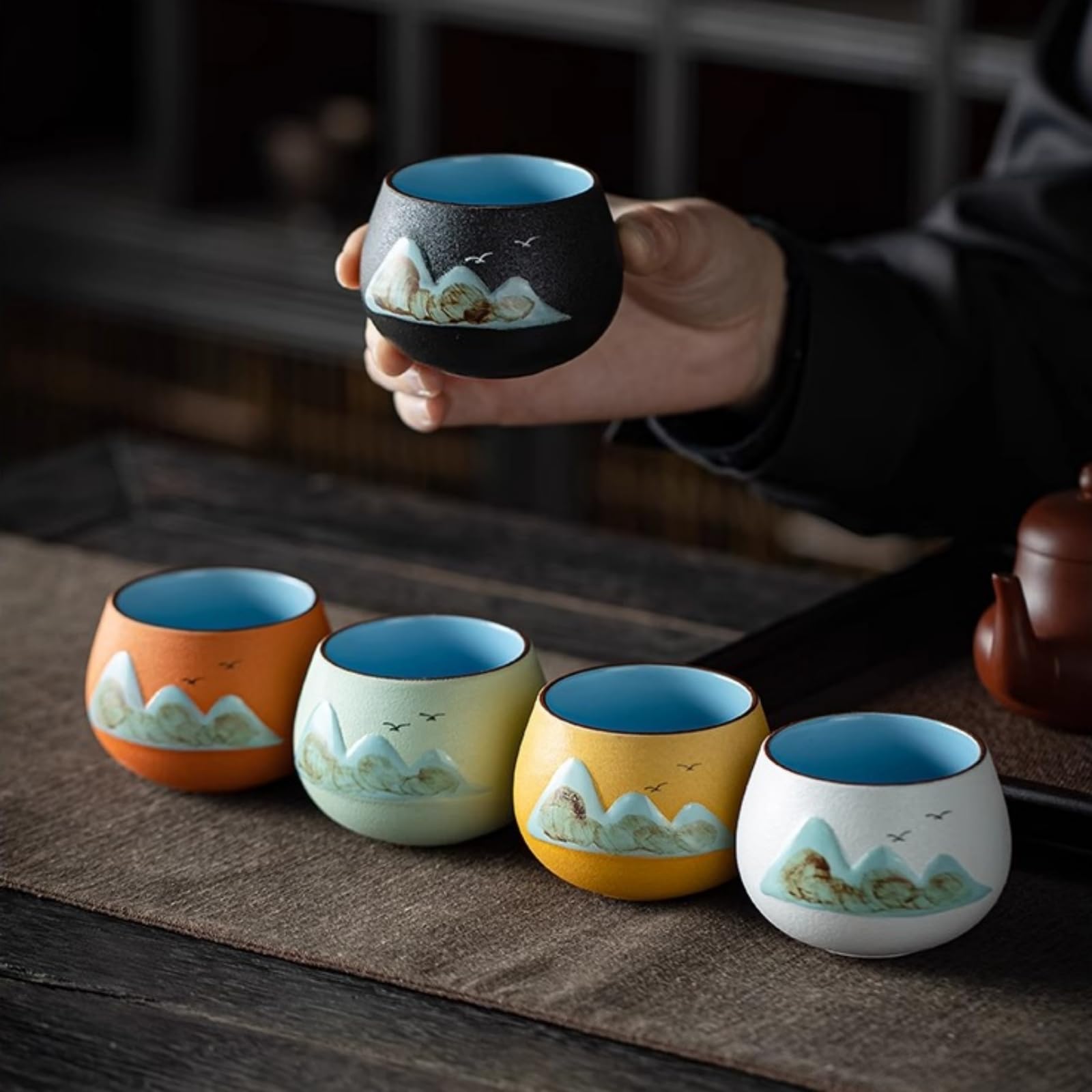 Amazon | FLYILIA 湯呑み 湯呑みセット 湯呑み茶碗 5個セット ティー
