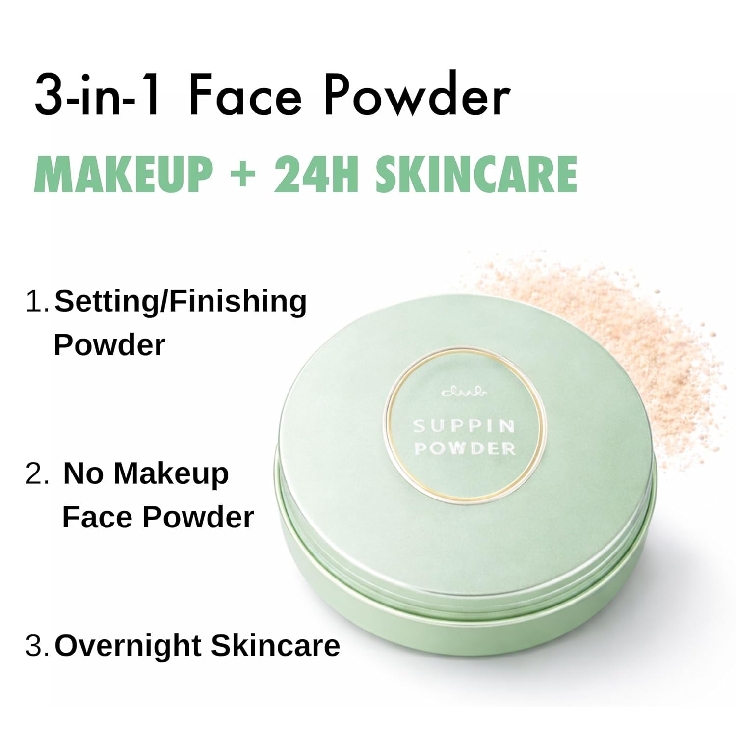 Club Suppin Matte Setting Clear Powder Foundation + Overnight Skincare with Shea Butter, Amino Acids & Aloe Extract, 2EA