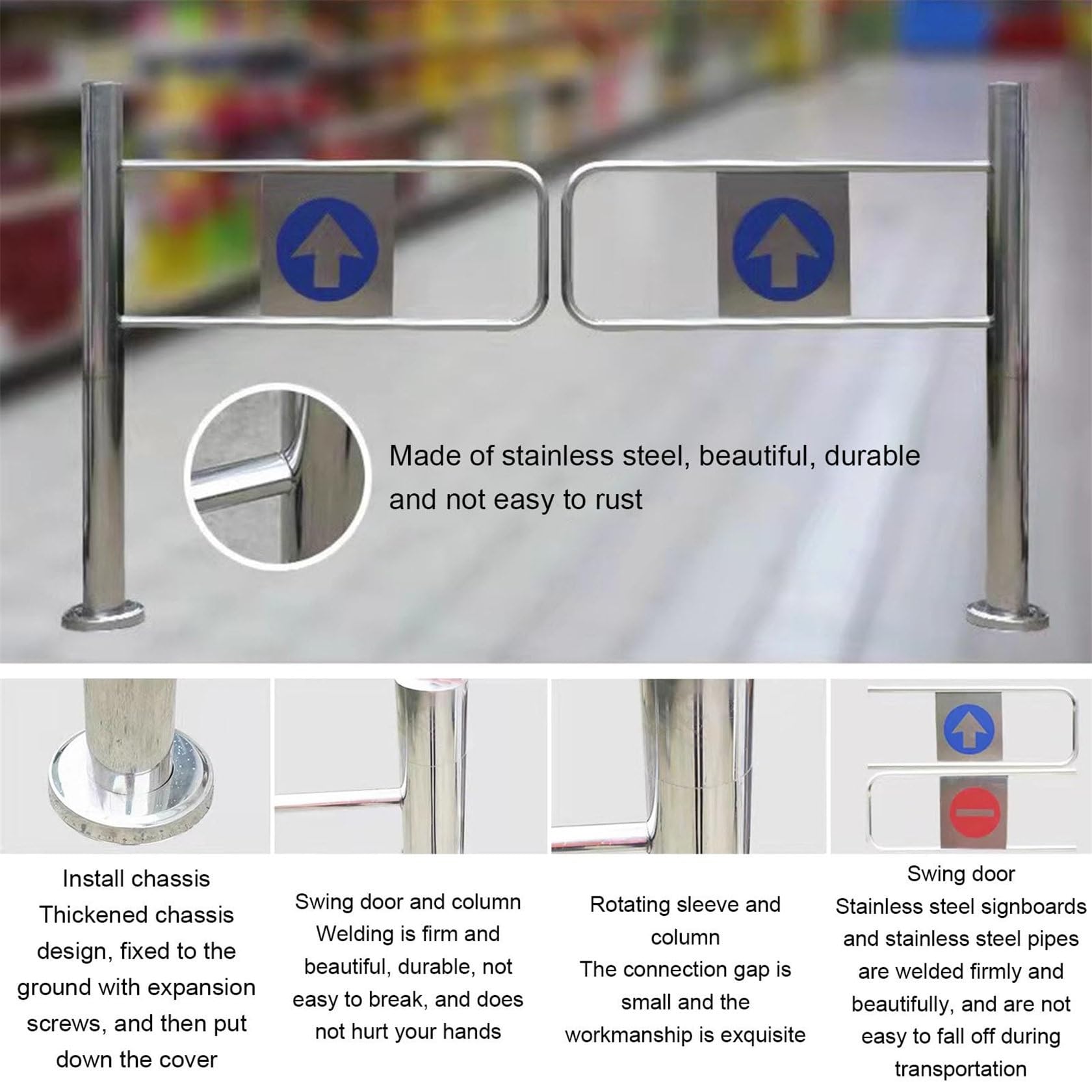 Robuster oszillierender Feder-Türstopper, OneWay-Ty-Barriere für Eingang/Ausgang, ideal für Zuhause und Büro