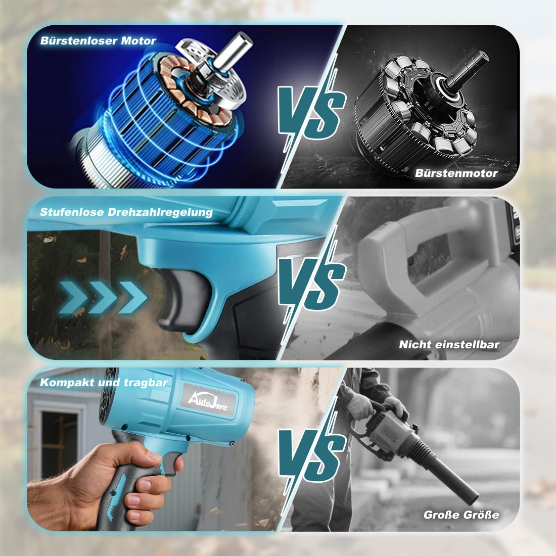 Akku-Laubbläser Kompatibel mit Makita 18V Akku Bürstenloser Mini Gebläse 28000RPM Turbo Gebläse für Auto, Staubbeseitigung, Schneefräsen (ohne Batterie)