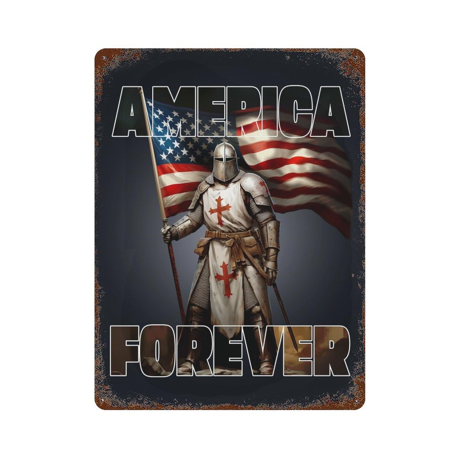 Templar America Forever Vintage Metal Tin Sign 15.7"x11.8", Ideal for Living Room, Hallway And Home Decor