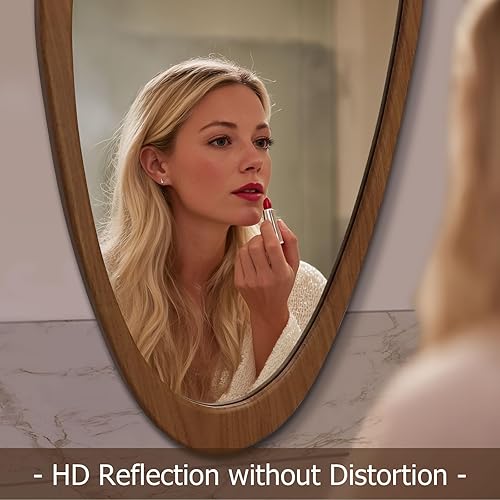 Miniatura 5 de Espejo asimétrico con marco de madera irregular, espejo de pared abstracto de mediados de siglo, decoración decorativa moderna para entrada,