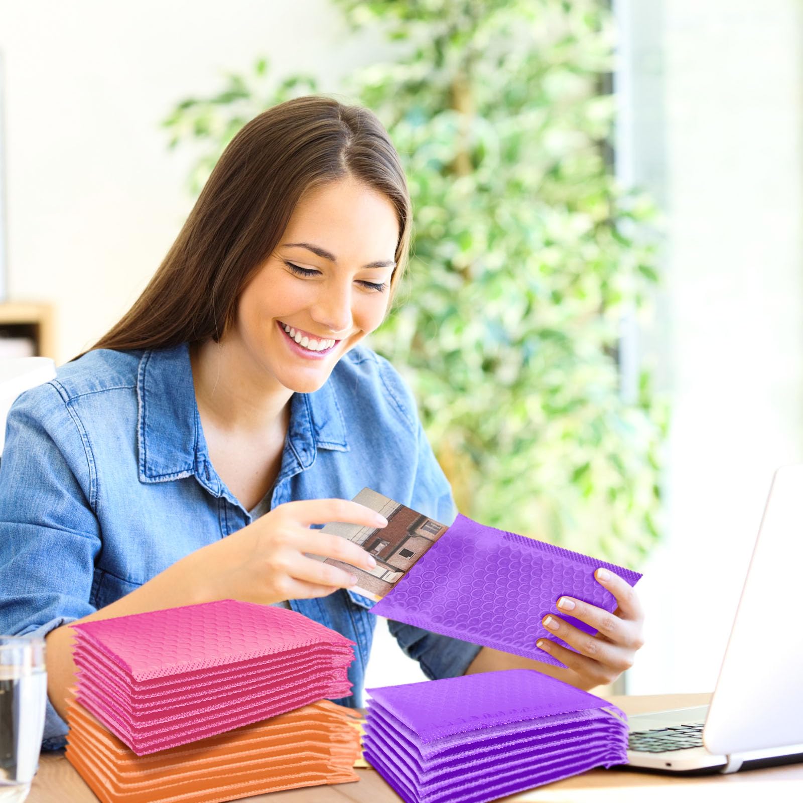 Henoyso Lot de 162 enveloppes d'expédition colorées à petites bulles en polyéthylène - 10,2 x 15,2 cm - Sacs d'expédition rembourrés pour emballage d'expédition (violet, orange, rose rouge)