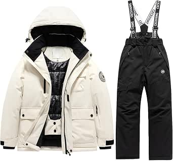 Generisch Pantalon de neige chaud d'hiver pour enfant - Pantalon de ski et de snowboard pour garçons et filles, Blanc., 7