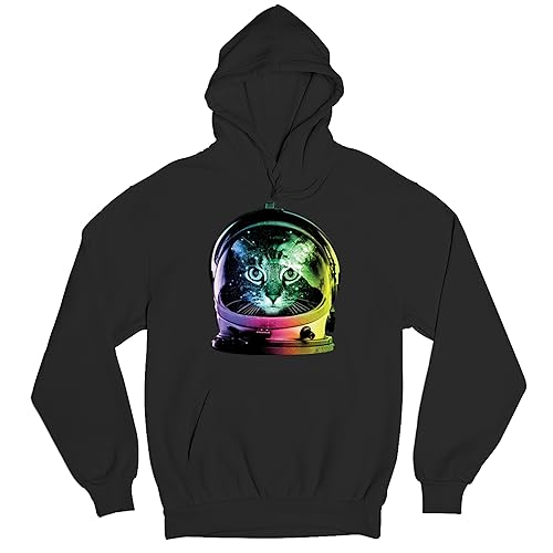 Tee Hunt Space Cat Hoodie Astronaut Kitten Neon Galaxy Sweatshirt