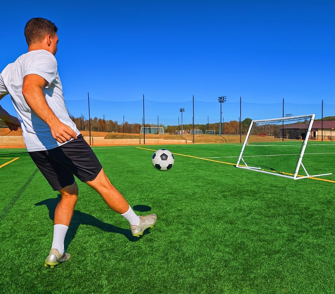 Vallerta® 8x5 Ft Soccer Rebounder Goal – Heavy Duty 3MM Steel Frame w/Two Nets, 5 Adjustable Angles for Passing, Shooting & Skills Practice