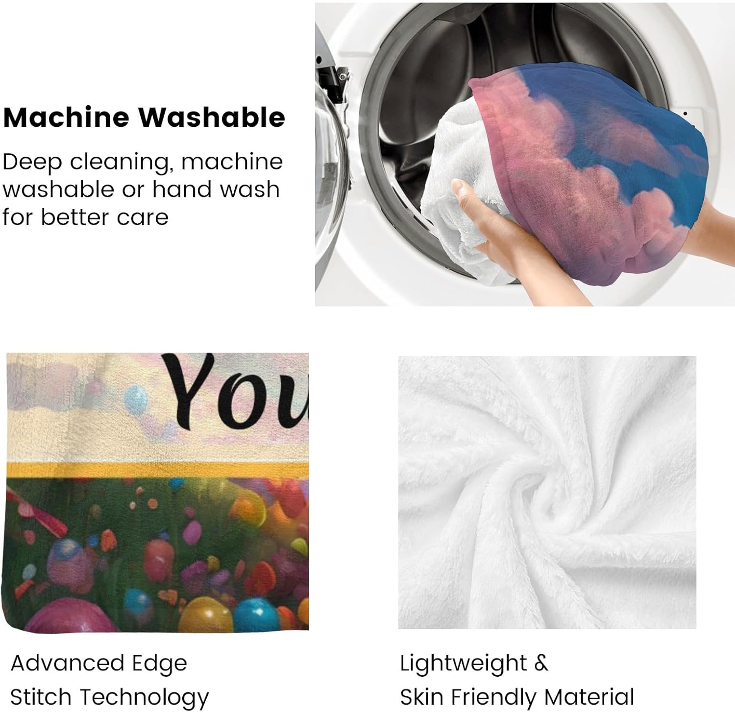 Rainbow Blanket with Name, Personalized Throw Blanket for Couch Sofa Bed, Soft Warm Fuzzy Cozy, 40 x 50 Inches