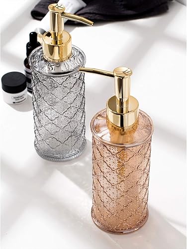 Miniatura 4 de EMPO Dispensador de loción de jabón líquido de vidrio estilo retro, con bomba de plástico ABS, dispensadores de loción para cocina, baño, dormitorio