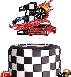 iUgeeo Race Car Fast One 1st Birthday Cake Topper Boys Girls Kids Number 1 Party Dessert Decoration Baby First Shower Decor