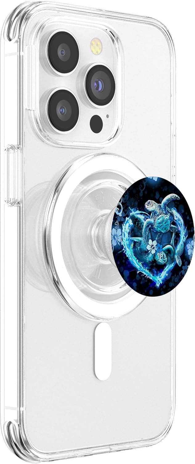 Cute Blue Sea Turtle Heart Love Turtles Graphic Art Design PopSockets PopGrip for MagSafe