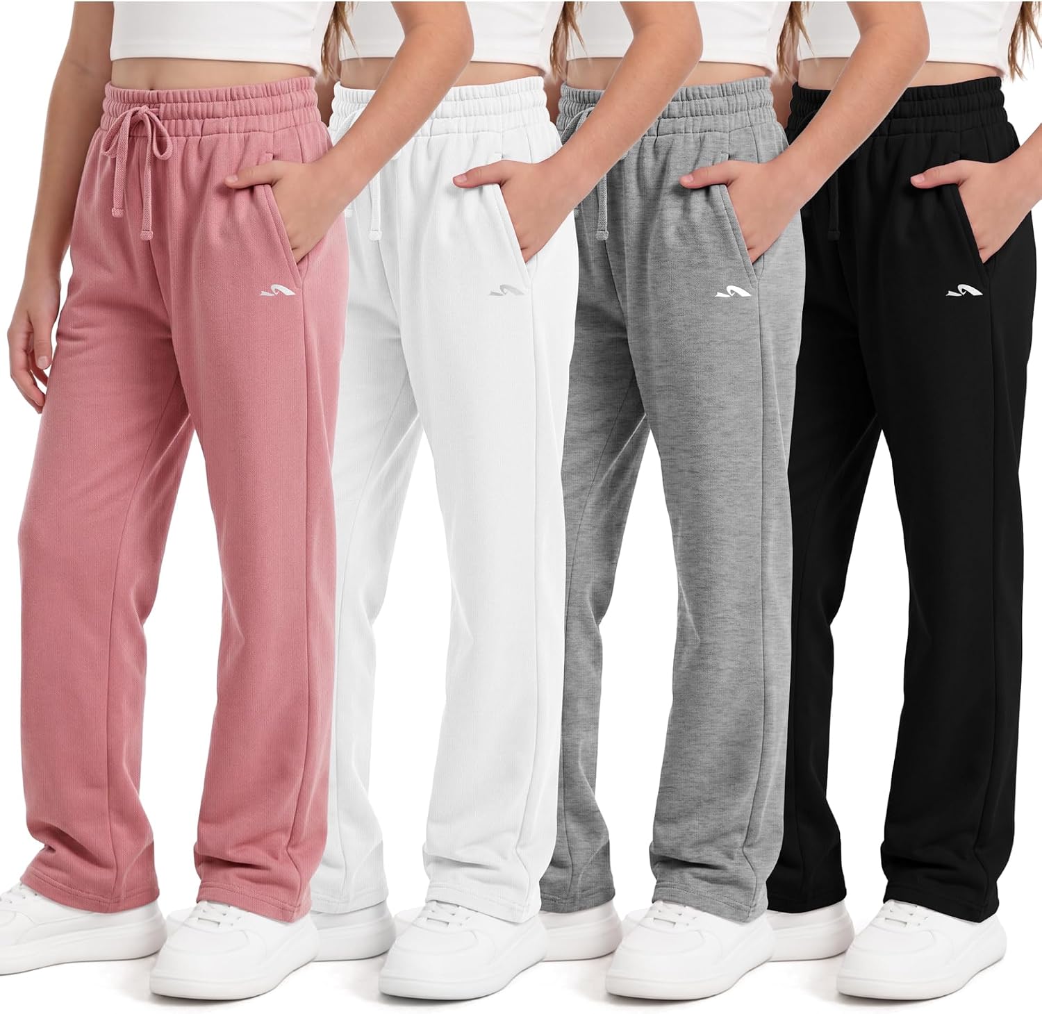 4 Pack Girls Sweatpants Straight Leg Girls Joggers Athletic Pants for Kids