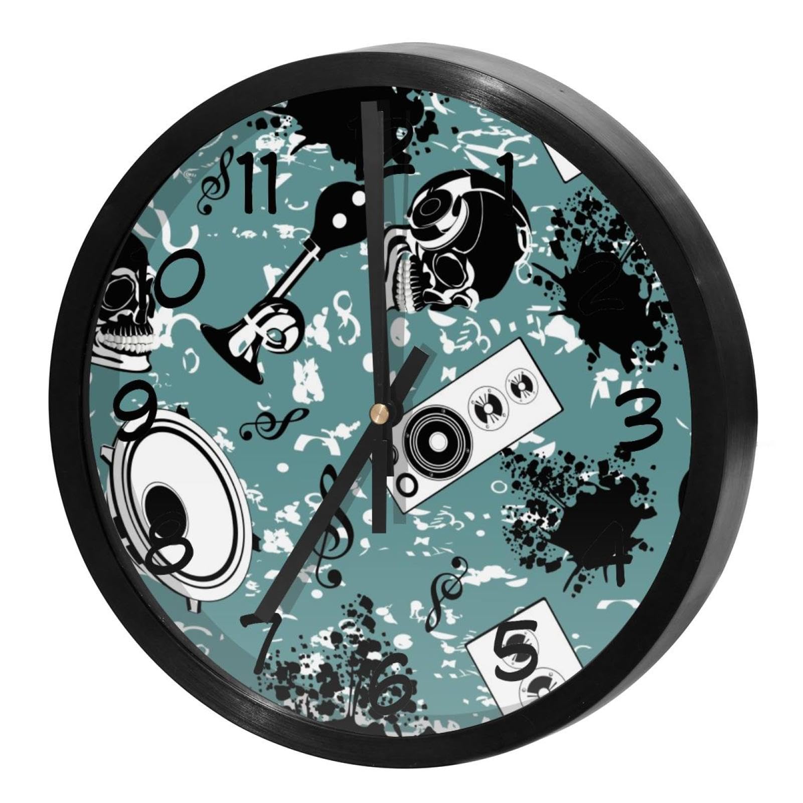 Horloge murale ronde pour maison et bureau au design de casque audio original