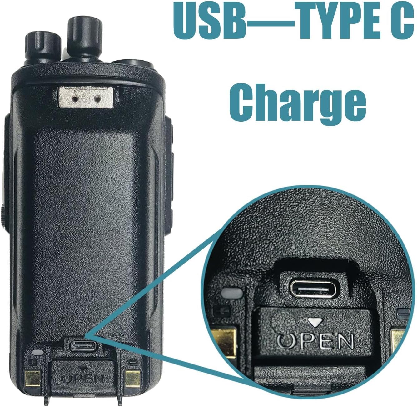 Close-up of USB Type-C charging port on battery