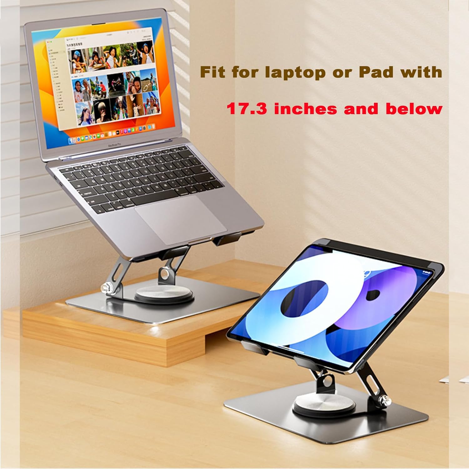 Laptop Pad 360 Rotating Laptop Stand 2 Adjustable Angle and 0-13 inches Tall Adjustable Cooling Pad Fits 10-17.3" laptops Pads