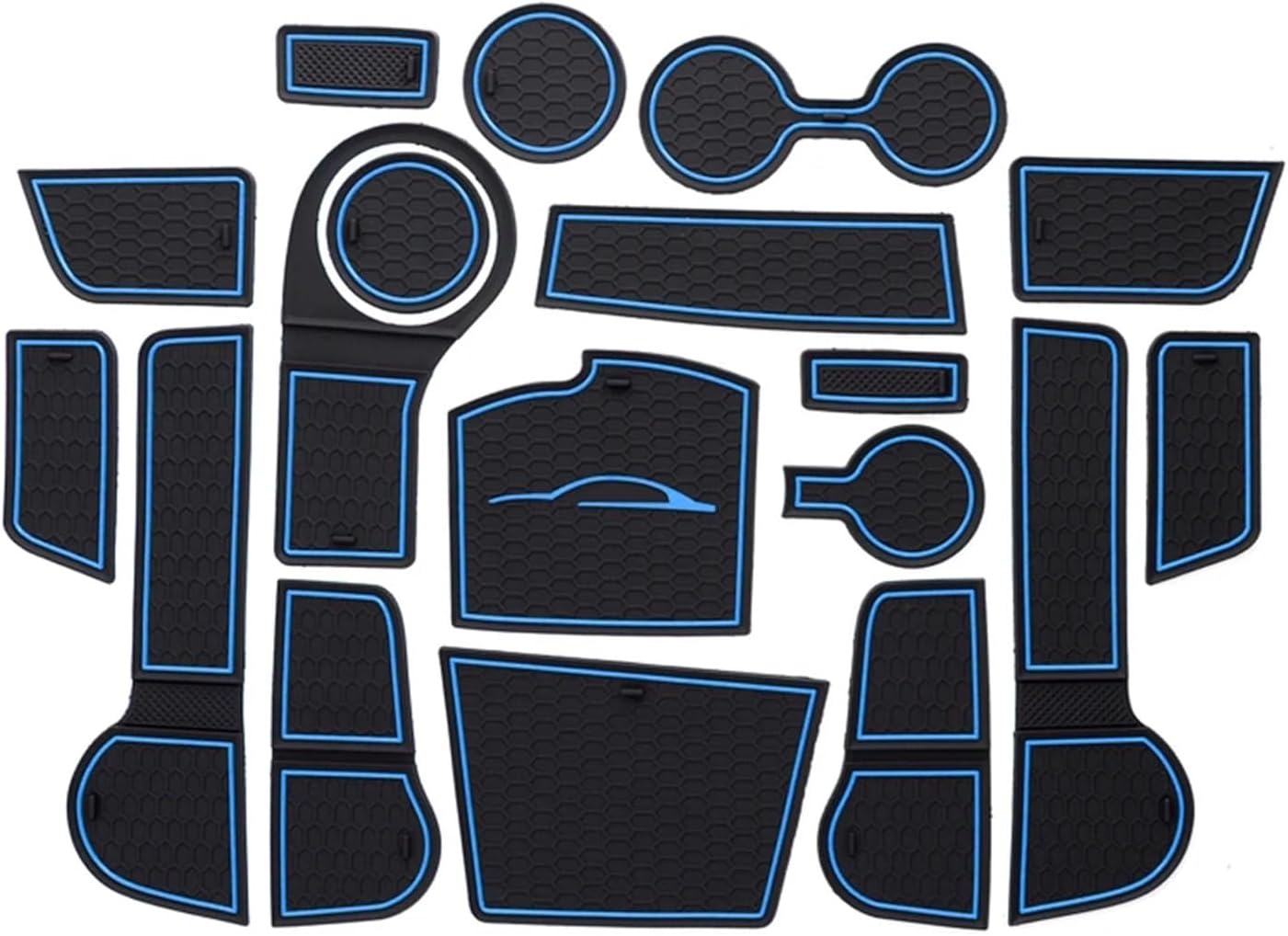 Compatible with Kia Rio 4 X-Line 2017-2022 2023 2024 Anti-Slip Gate Slot Cup Mat Non-Slip Pad Interior Accessories 18pcs/Set(RIO4 F Blue)