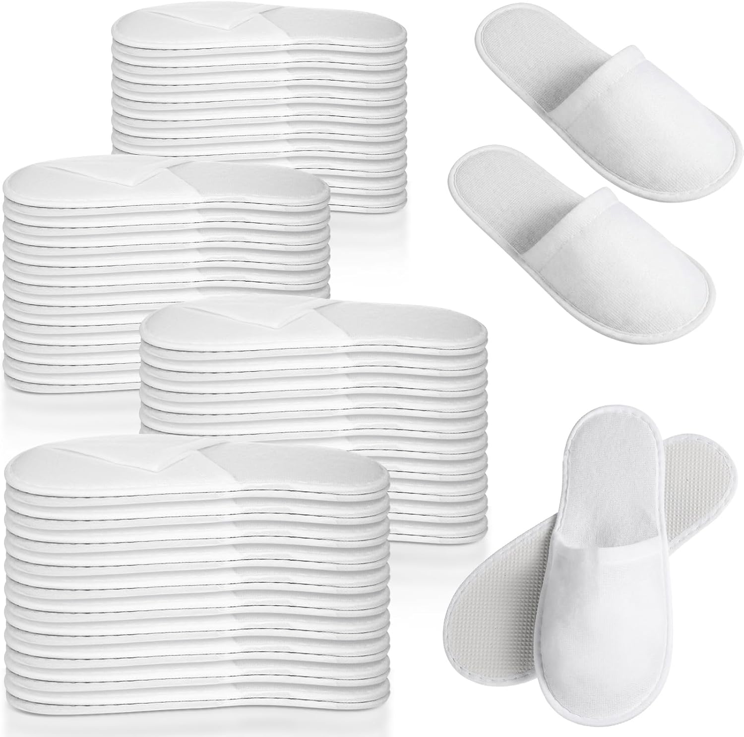 Hercicy 40 Pairs Disposable Non Slip Hotel Slippers Fluffy Closed Toe Spa Slippers Indoor Guest for Men Women Home Wedding Travel Party