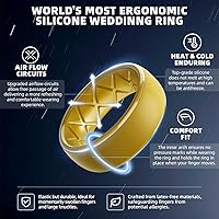Vista 68 de Egnaro Anillos de boda de silicona para hombre: 1/4/6/7 Multipack de anillos de boda de goma con arco interior Diseño ergonómico transpirable