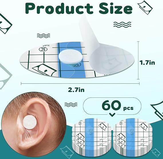 Kingdder 60 Pcs Baby Ear Covers for Bath Waterproof Ear Protection Plugs for Swimming Kids Newborn Shower Surfing Snorkeling and Other Water Sports(Blue)