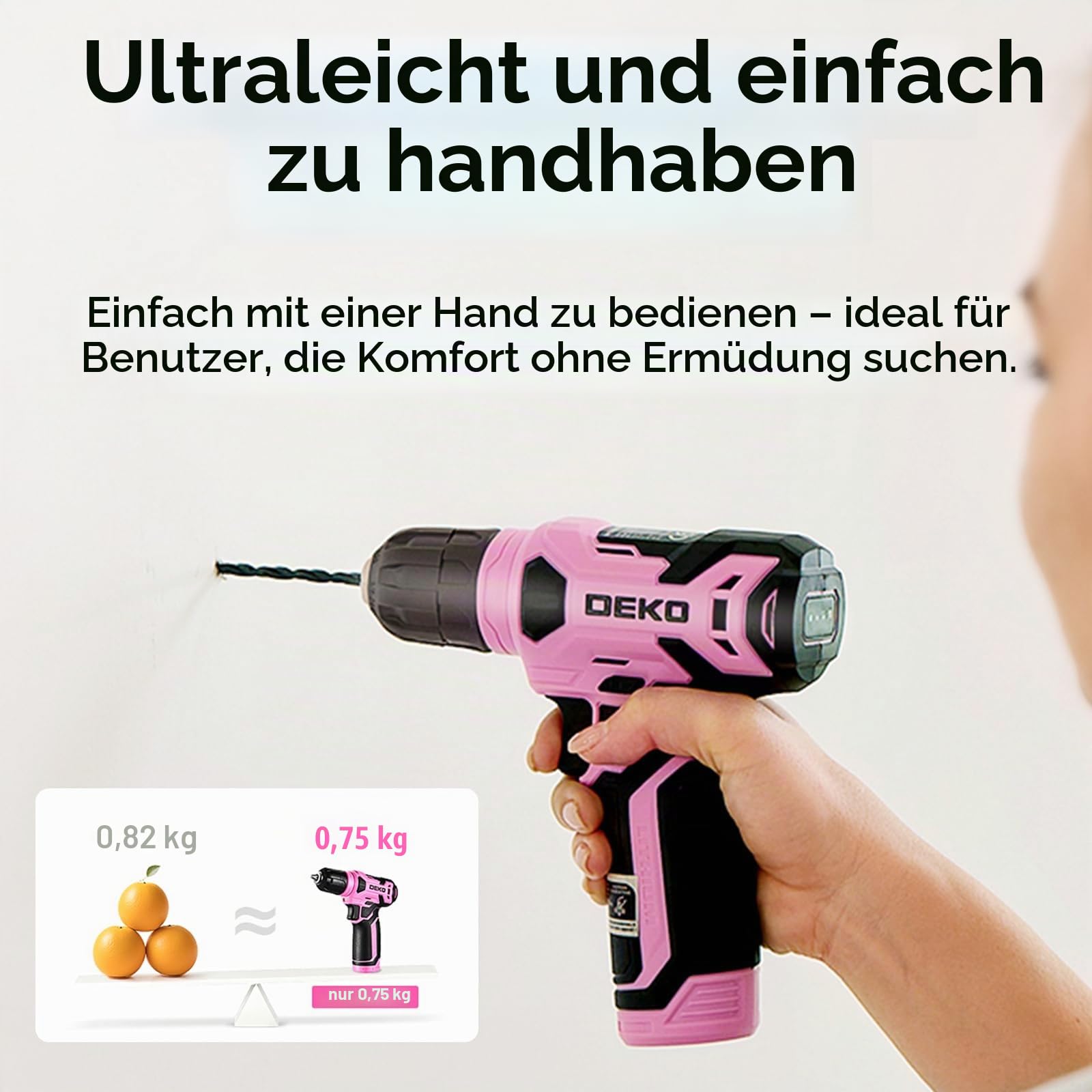Werkzeugkoffer Akkuschrauber Werkzeugkasten Werkzeug Koffer Werkzeugset：DEKO Werkzeugkiste Bestückt 126-tlg. professionelle Werkzeugkiste für Heimwerker, für Büros und Garten, Rosa