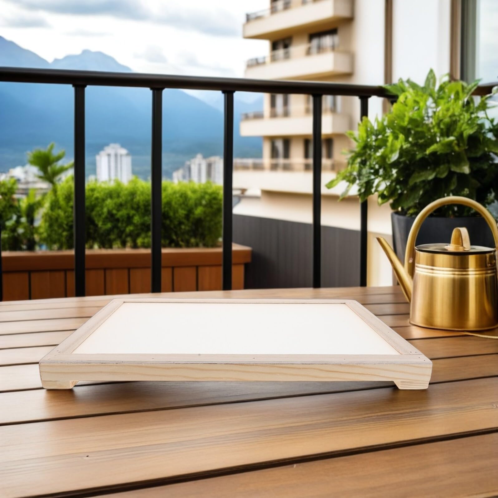FOMIYES Stenditoio Erbe 2pezzi in Legno e Plastica con Struttura Sovrapponibile per Balcone e Appartamento