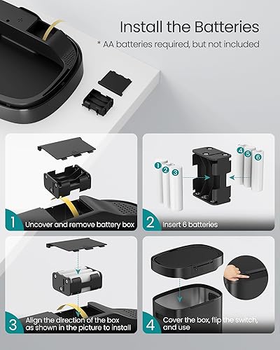 Miniatura 5 de SONGMICS Bote de basura para cocina, 17.2 galones (65 L) con sensor de movimiento, cubo de basura de acero inoxidable, control de olores a ozono,