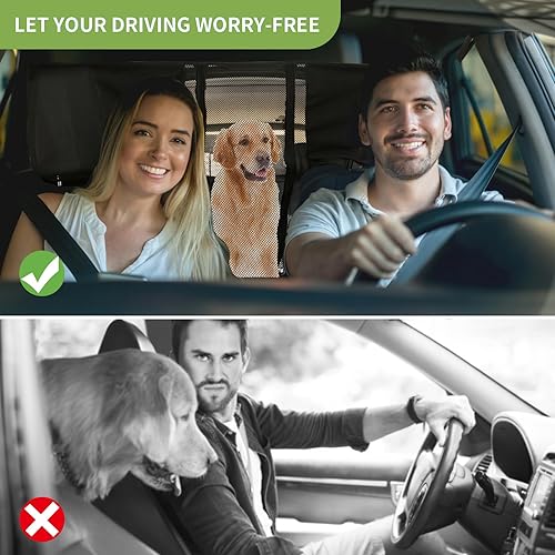 Miniatura 4 de Barrera de red para automóvil para SUV, barrera para mascotas con cuerda ajustable y bolsa de almacenamiento, barrera de valla para perros para