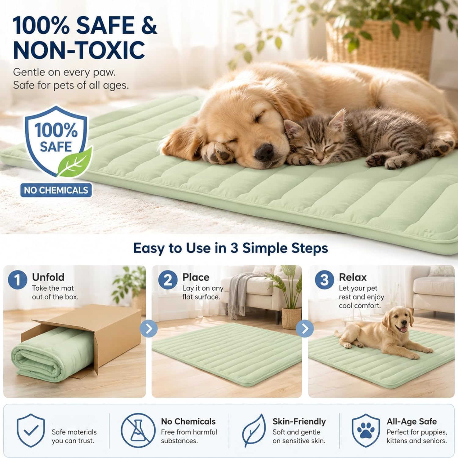 Alfombrilla Refrescante Para Perros PawFroste, Lavable Y Portátil, Con Efecto Refrescante Instantáneo, Duradera, Resistente A Los Arañazos Y Transpirable, Ideal Para Gatos Y Perros En Verano (#D,XL)
