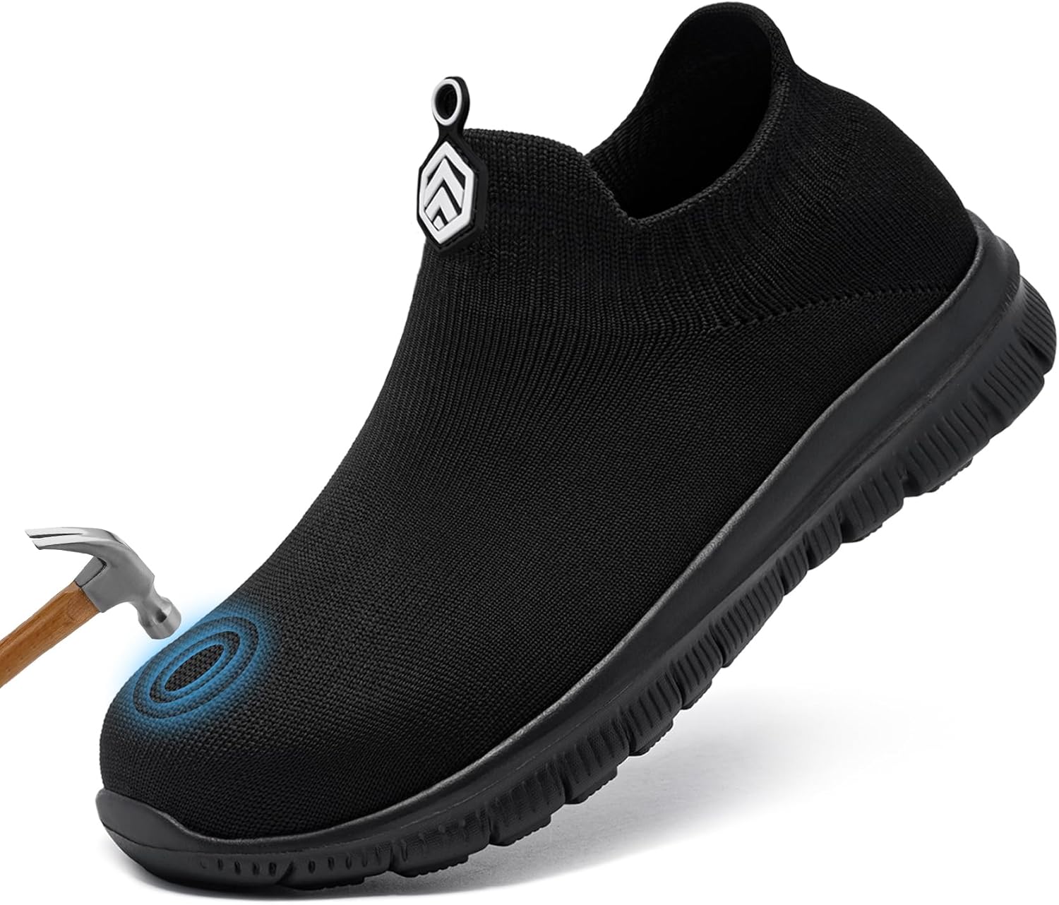 LARNMERN Slip On Steel Toe Shoes Men Women Safety Work Shoes Wide Lightweight Comfortable Walking Sneakers Construction Running Tennis Footwear Casual Loafers